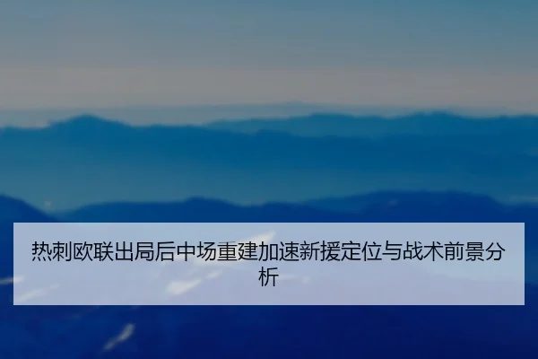 热刺欧联出局后中场重建加速新援定位与战术前景分析 - WANMEISPORTS